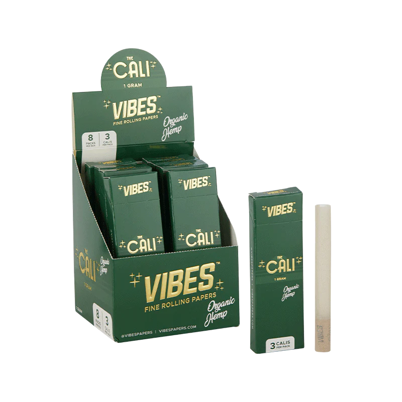 VIBES THE CALI 1 GRAM ORGANIC HEMP 3 CALIS PER PACK - 8 PACKS PER BOX